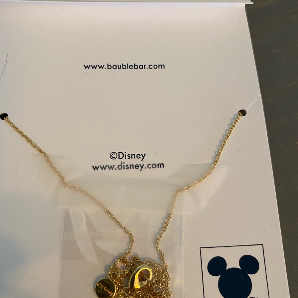 Disney x BaubleBar Gold "Mickey Mouse" Script Necklace - Picture 4 of 4